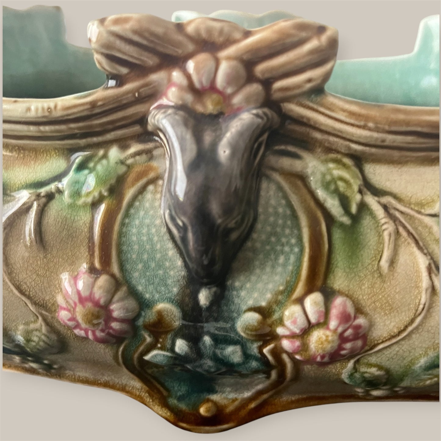 Art nouveau majolica Cachepot C1900