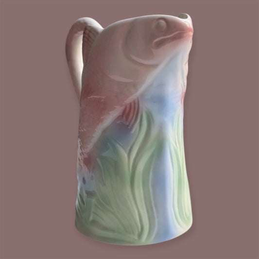 Poet Laval french majolica fish pitcher