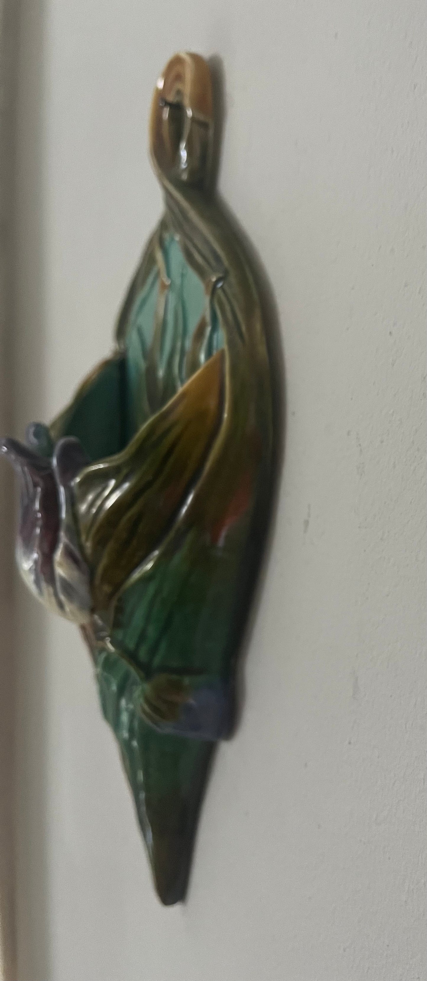 Majolica french Art Nouveau wall vase
