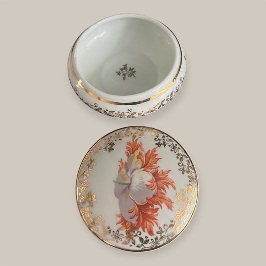 Limoges France vintage porcelain floral box