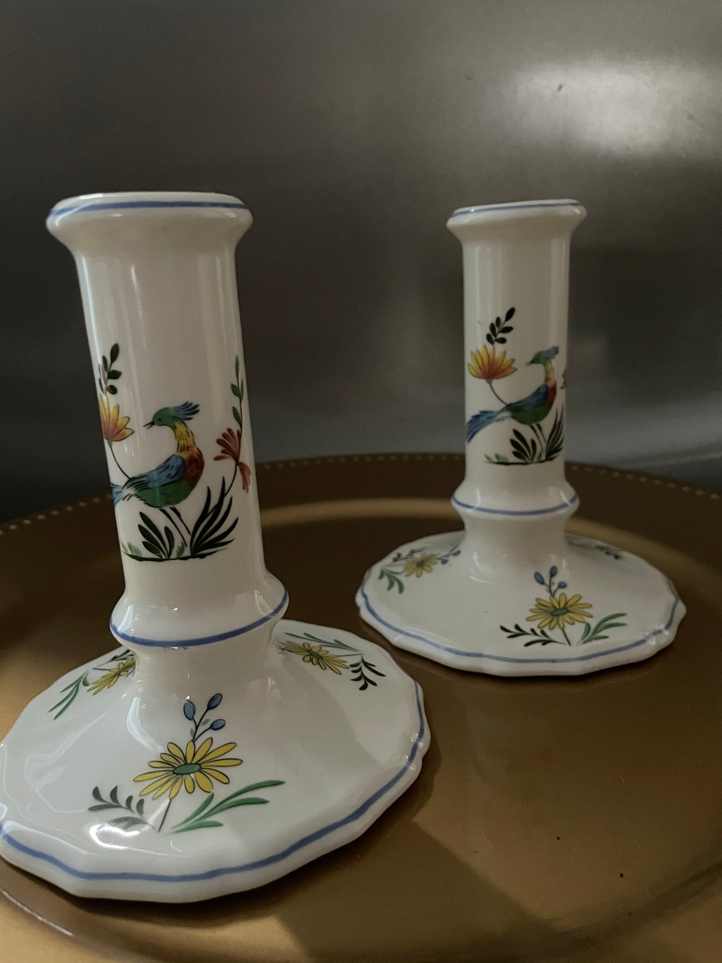 Gien oiseaux de Paradis set candleholders