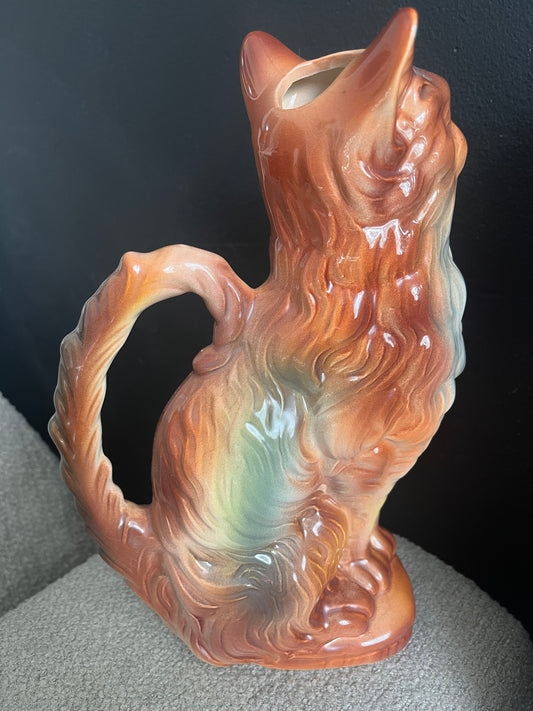 Art Deco stamped french majolica cat pitcher St. Clement