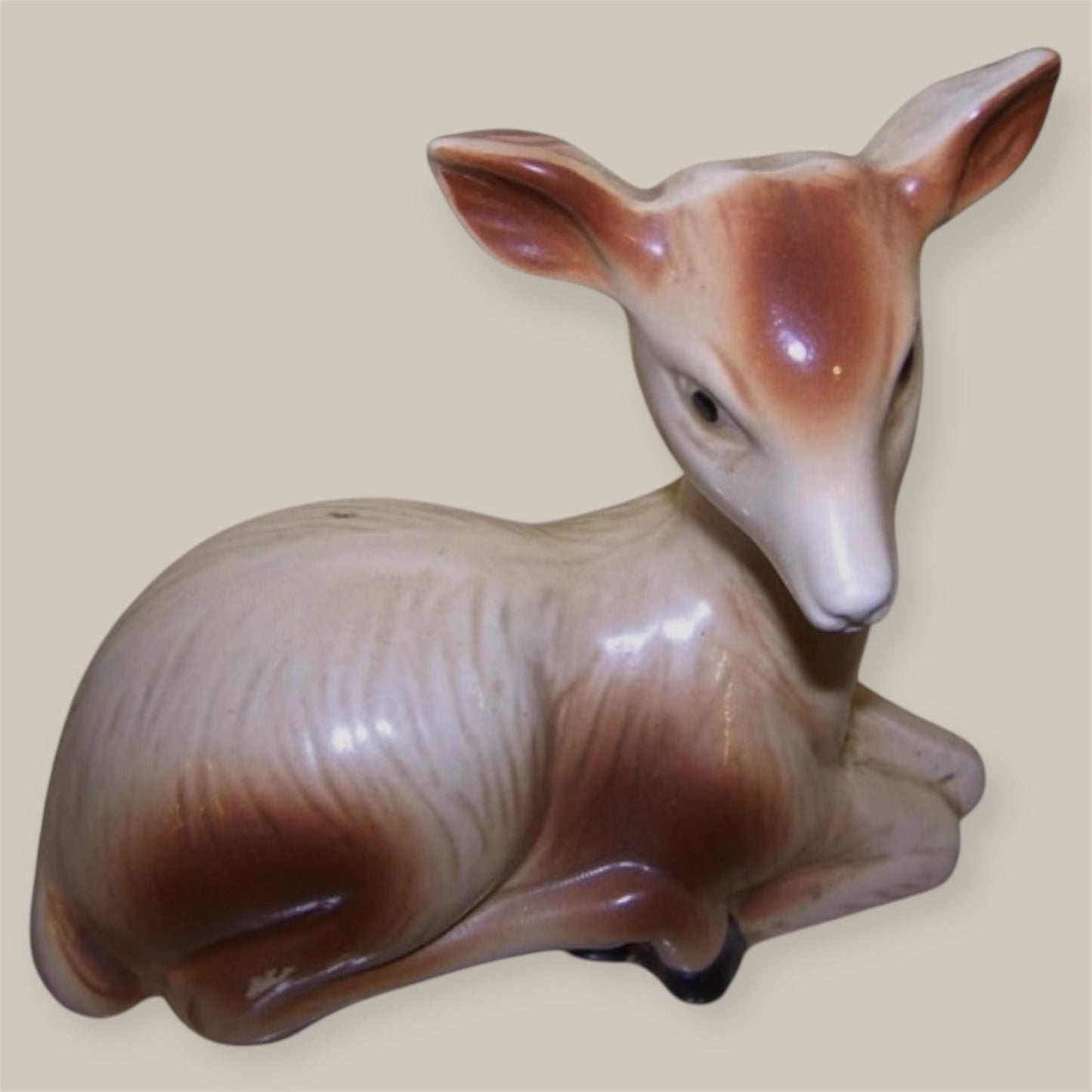 Vintage faience fawn sculpture