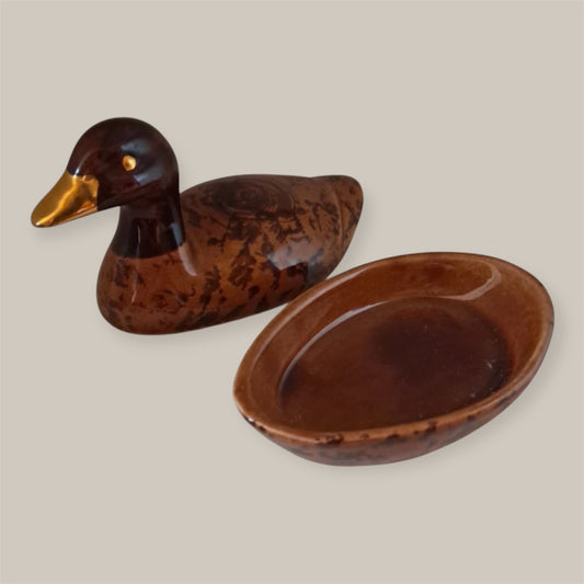 Smallest vintage tureen Michel Caugant brown gold version