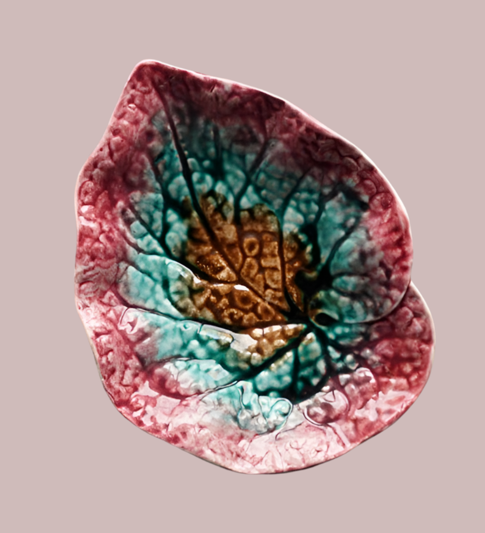 Victorian Majolica Begonia Leaf Platter c1880