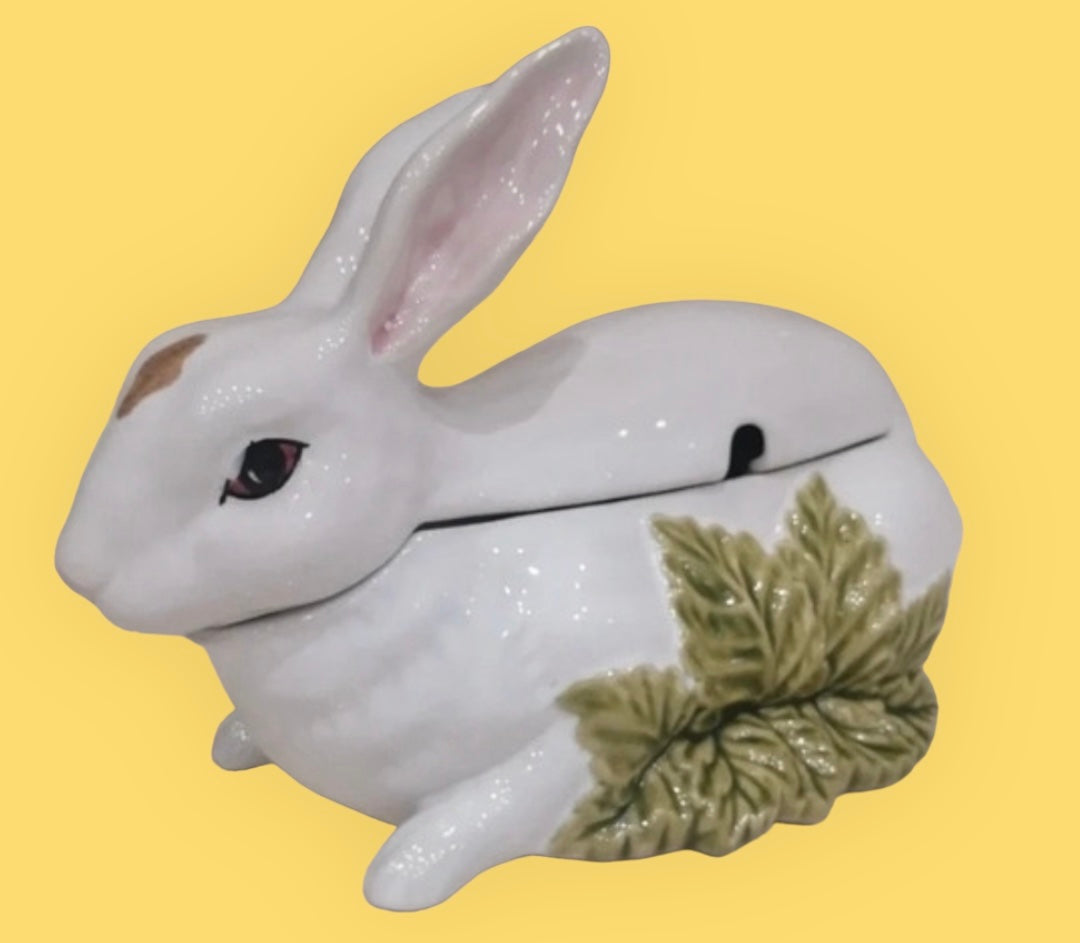 Bordallo Pinheiro vintage majolica rabbit tureen