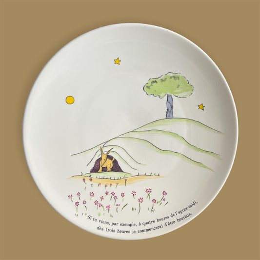 Flat dessert plate Faiencerie de Gien France Le Petit Prince vintage