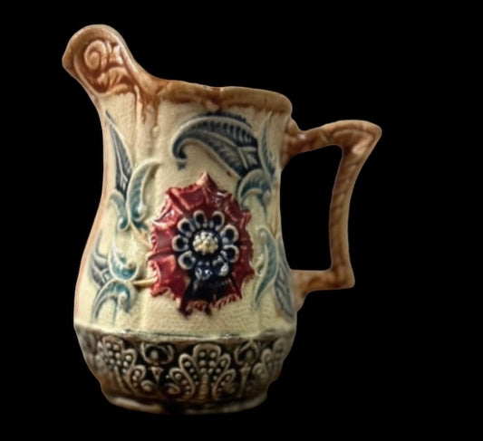 Wasmuel Belgium majolica milk jug