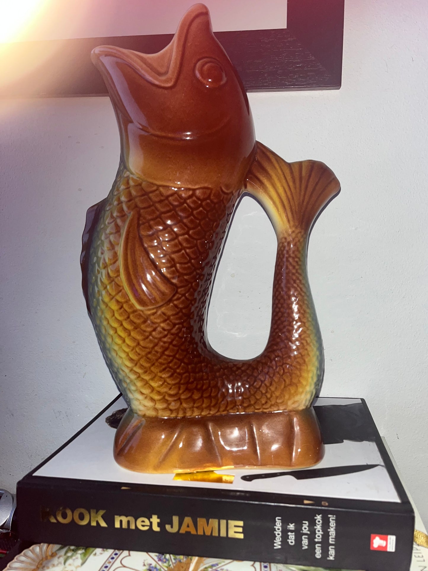 Saint Clement France majolica  fish pitcher