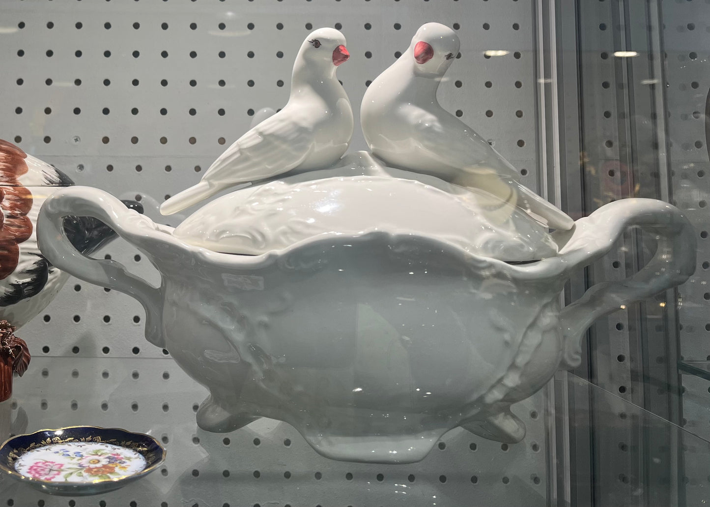 Antique fooded tureen with birds