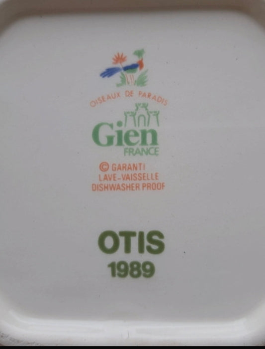 Square dish 14,5 cm Gien Oiseaux de Paradis