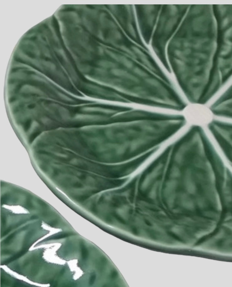 Set 2 majolica cabbage plates 19 cm Bordallo Pinheiro