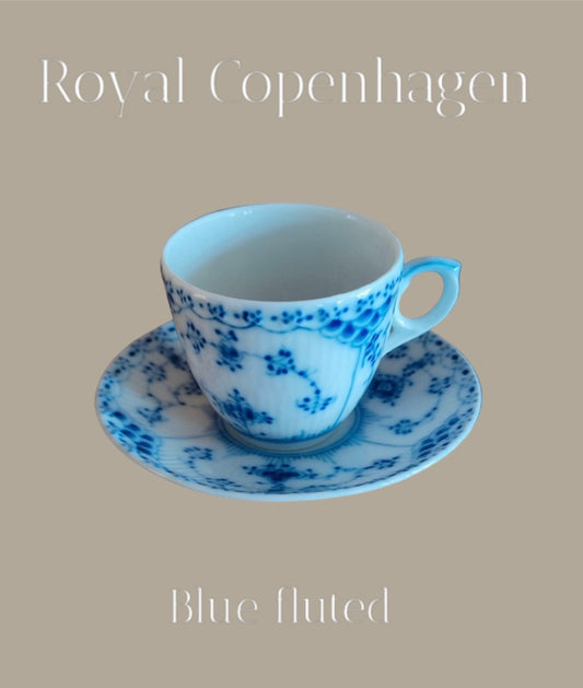 Royal Copenhagen blue fluted cup and saucer 054 + 055