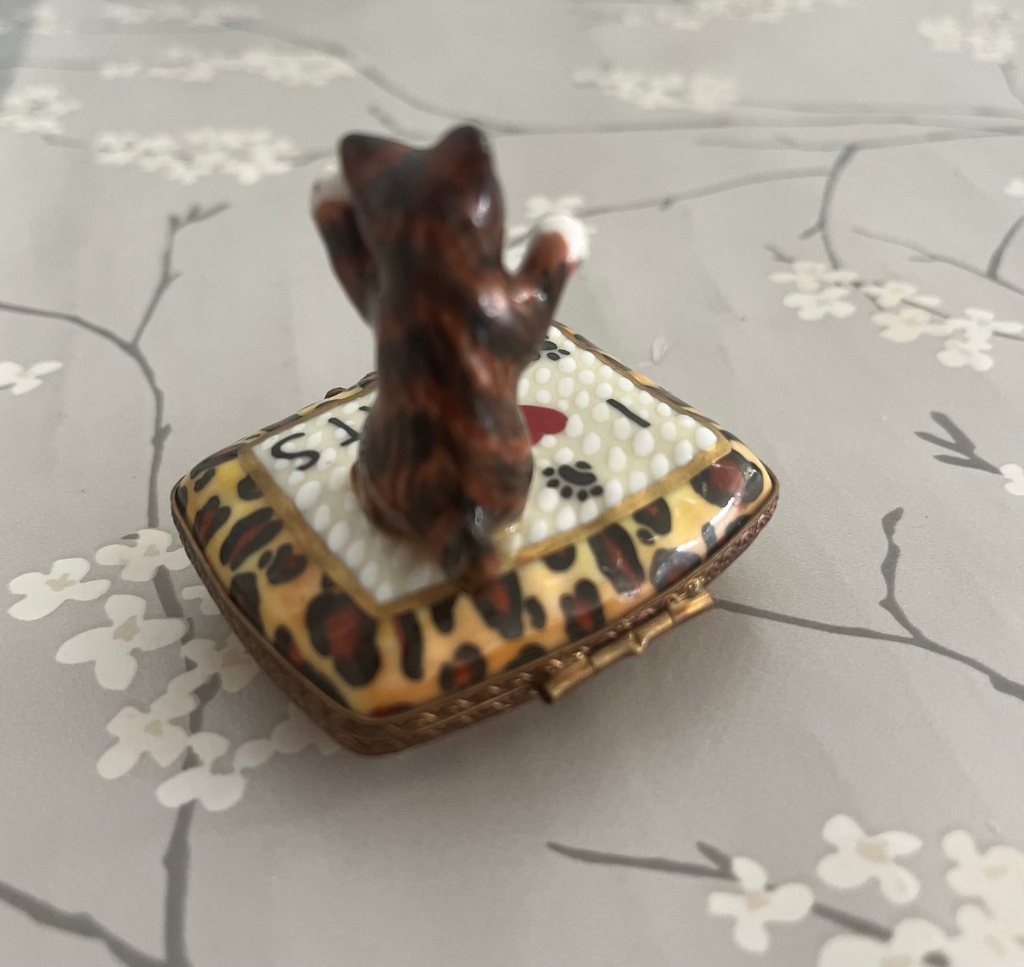 I Love cats Lovely Limoges porcelain handmade trincketbox