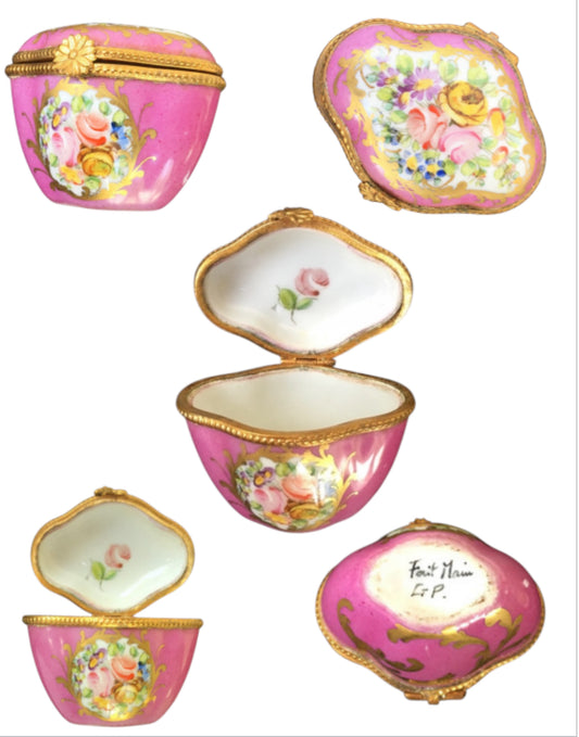 Vintage french trincket box Limoges floral decor