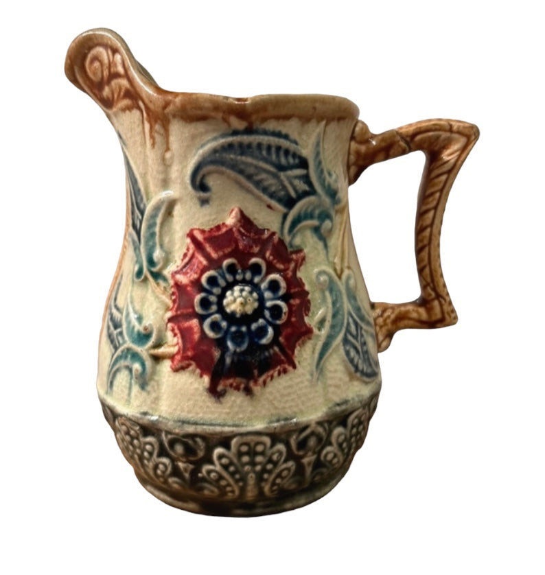 Wasmuel Belgium majolica milk jug