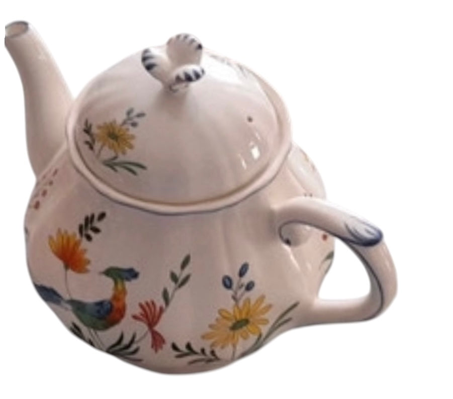 Teapot Gien France Oiseaux de Paradis damaged