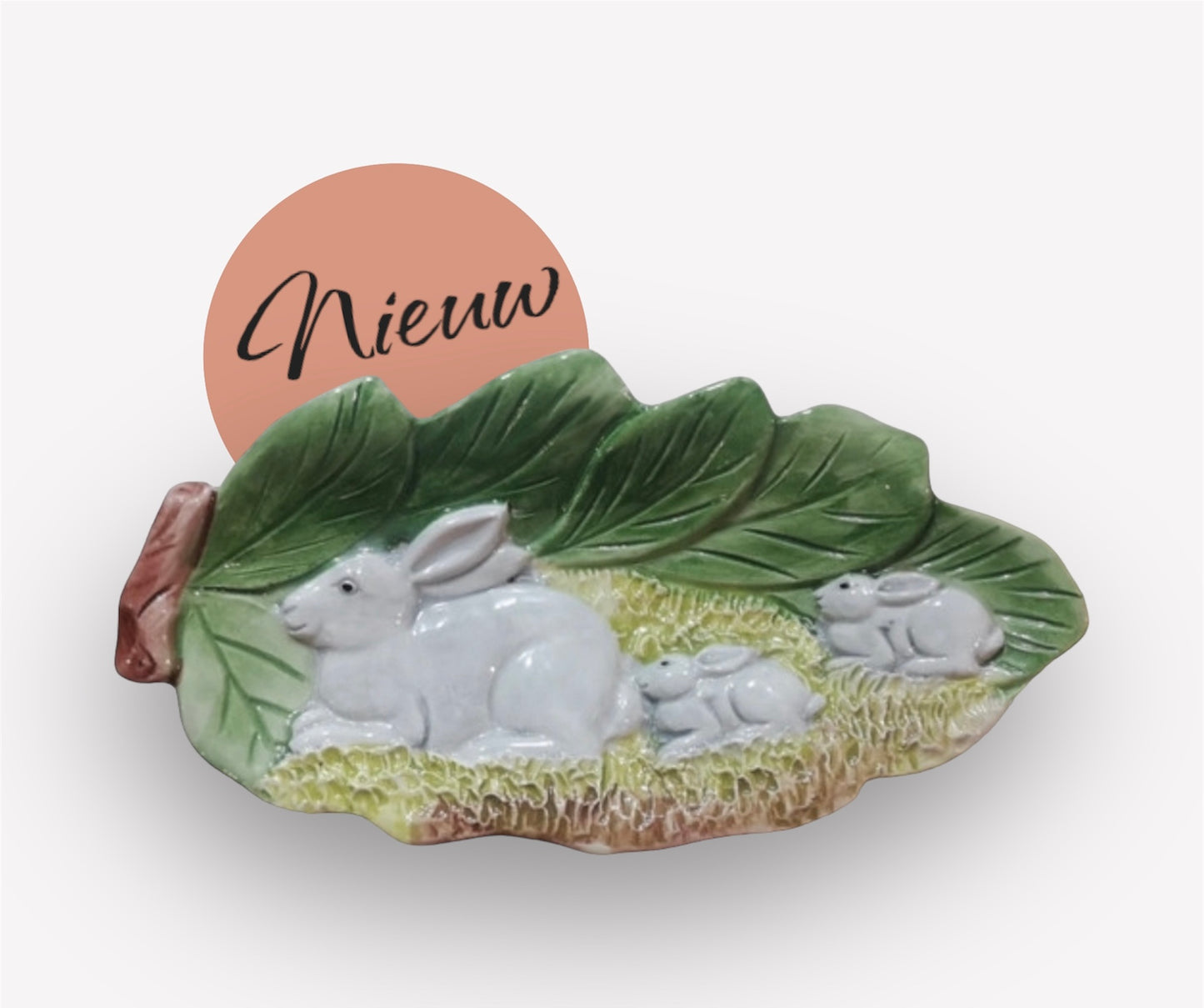 Lovely antique majolica server rabbit