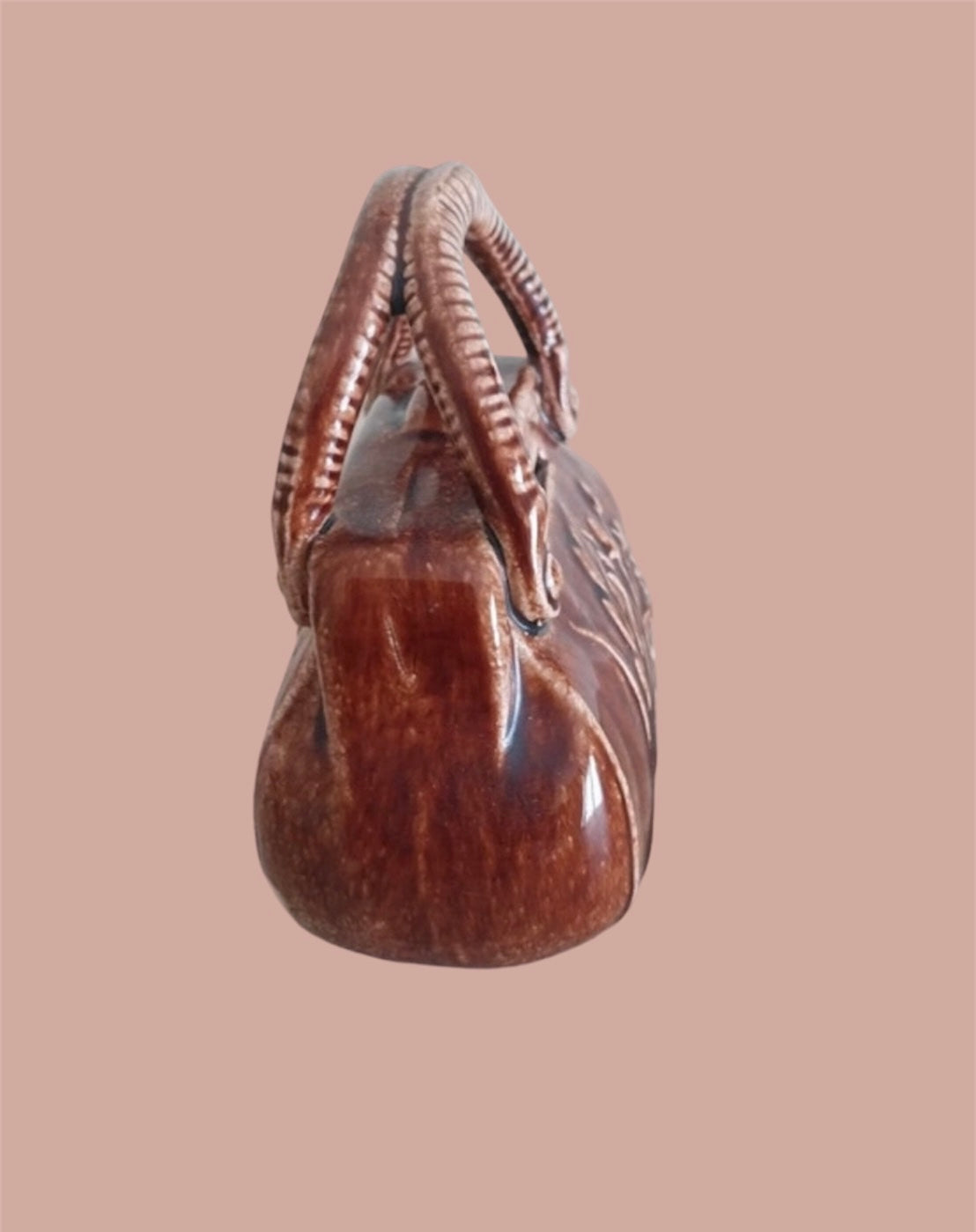 Moneybank antique majolica brown bag