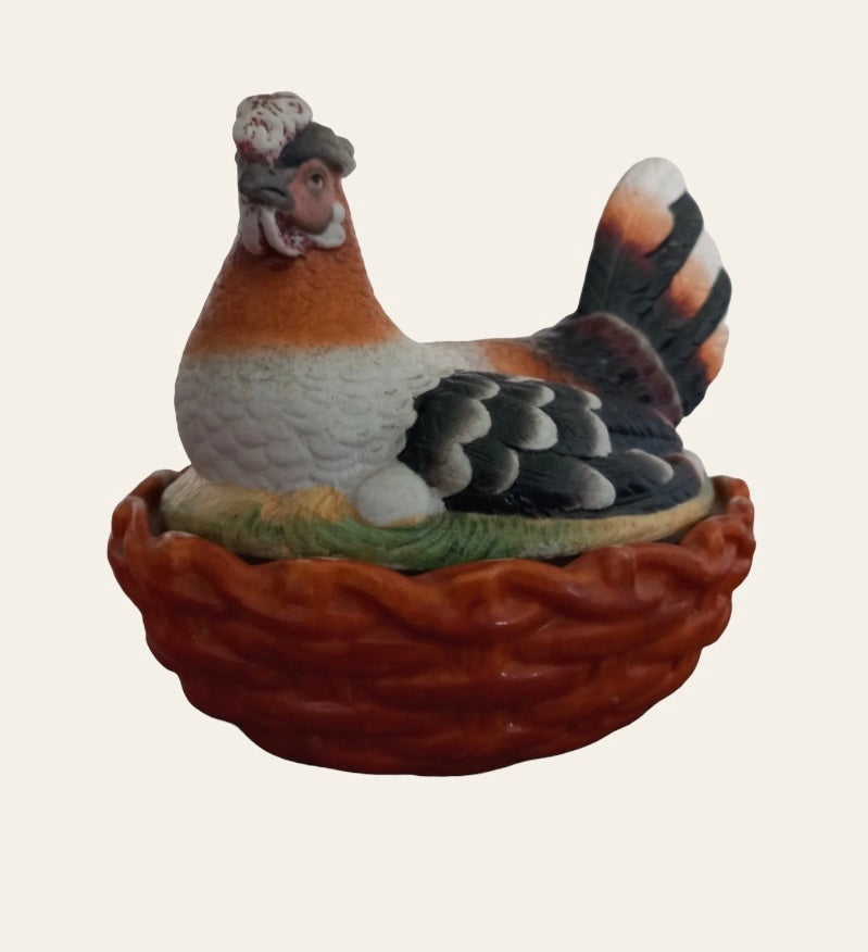 Victorian hen on nest tureen antique Staffordshire pottery