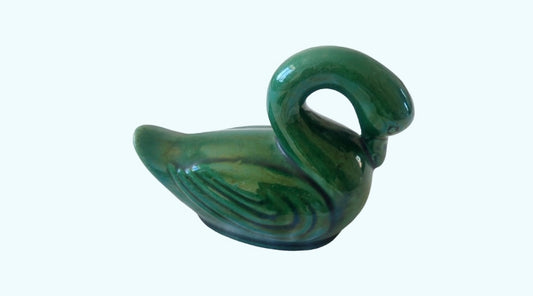 Barbotine swan french Art Nouveau coin bank