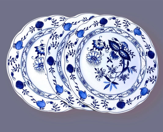 Set of 3 Royal Boch plates blue onion