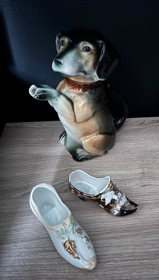 Set of 2 antique porcelain shoes