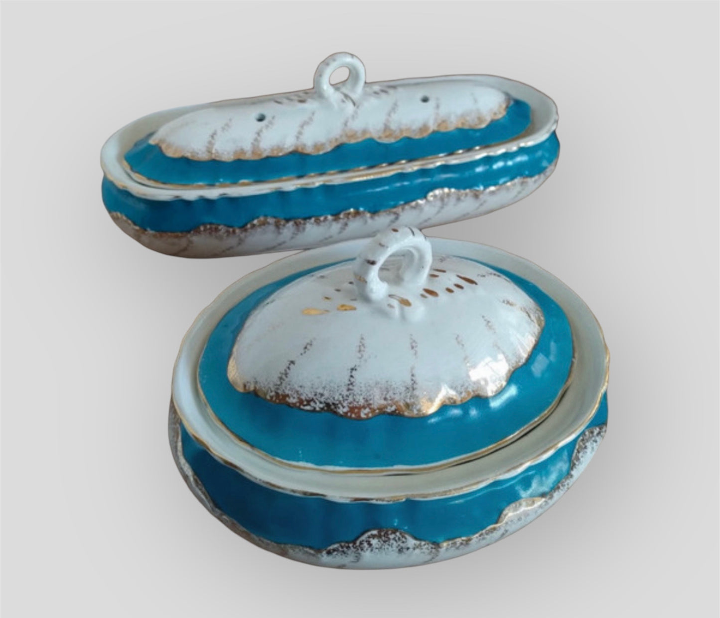 Set 2 faience boxes Nimy