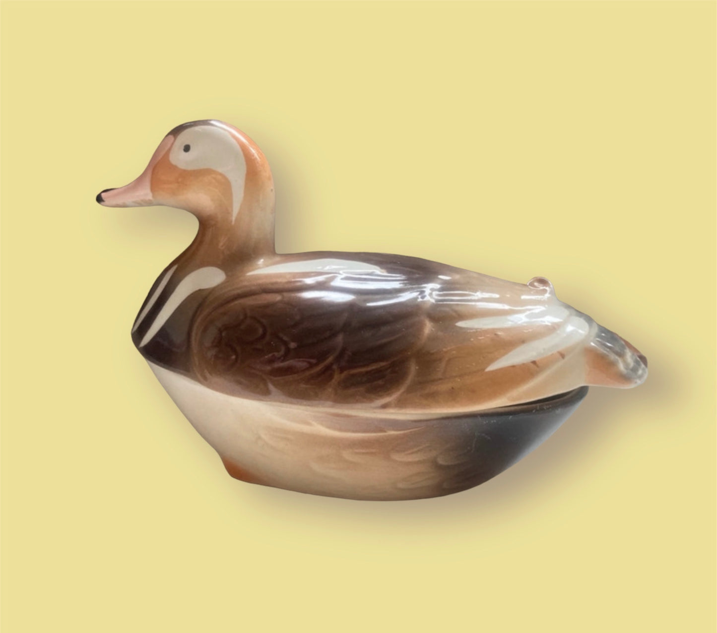 Michel Caugant midcentury handpainted duck terrine