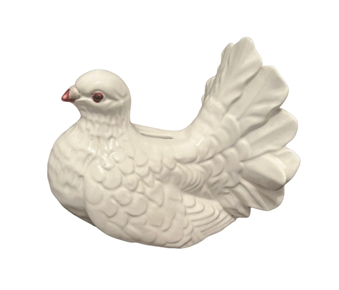 Vintage money bank white bird