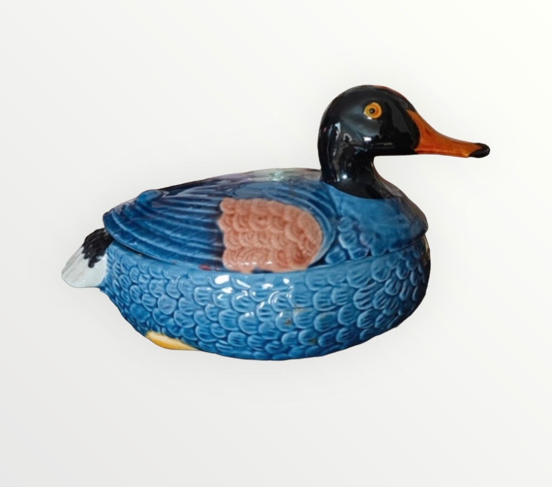 Beautiful Blue Duck french vintage terrine Caugant