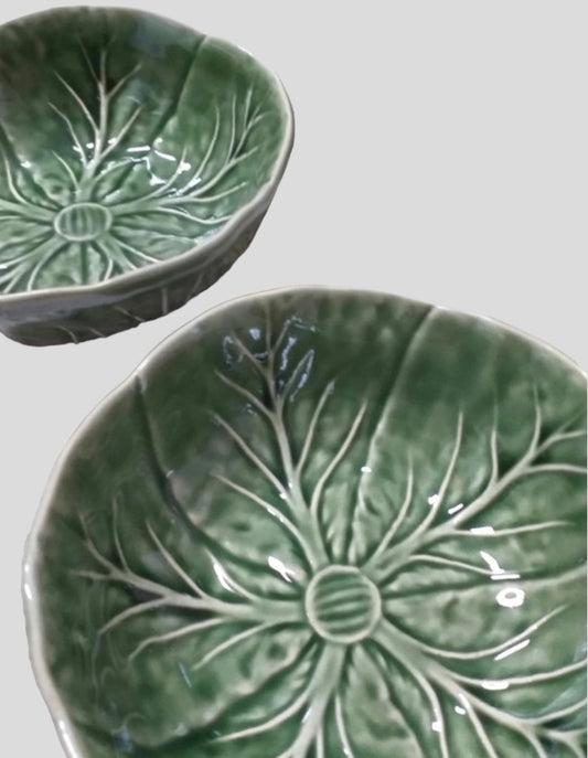 Set 4 majolica cabbage bowls Bordallo Pinheiro