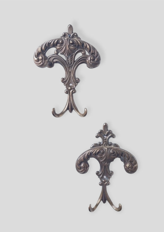 Set of 2 Art Nouveau metal coat hangers