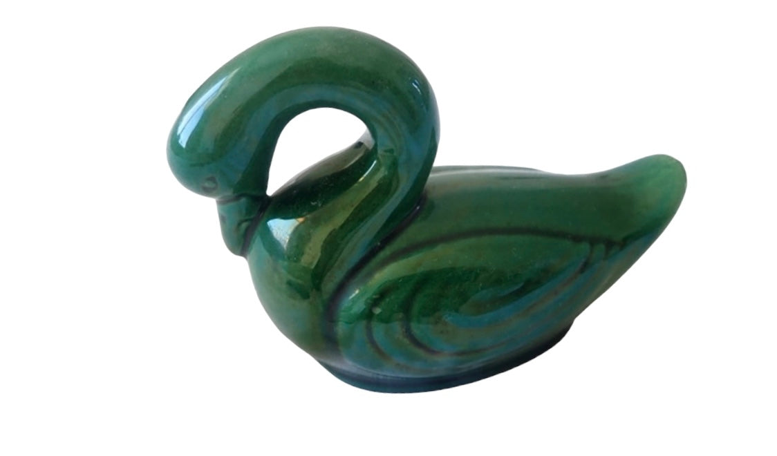 Barbotine swan french Art Nouveau coin bank