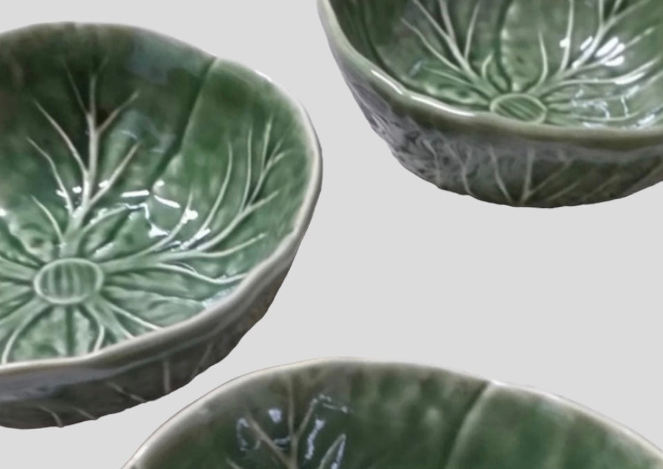 Set 4 majolica cabbage bowls Bordallo Pinheiro