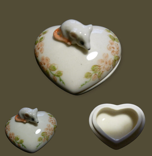 Vintage french trincket majolica mouse