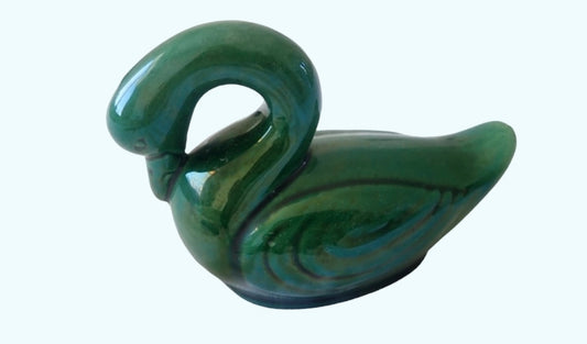 Barbotine swan french Art Nouveau coin bank