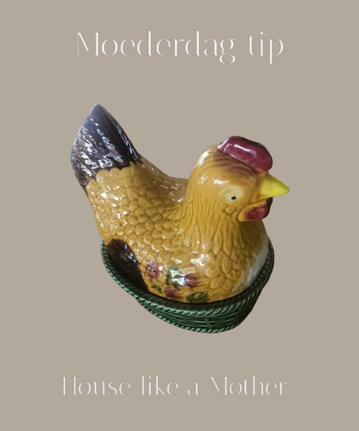 Portugese hen on nest majolica tureen