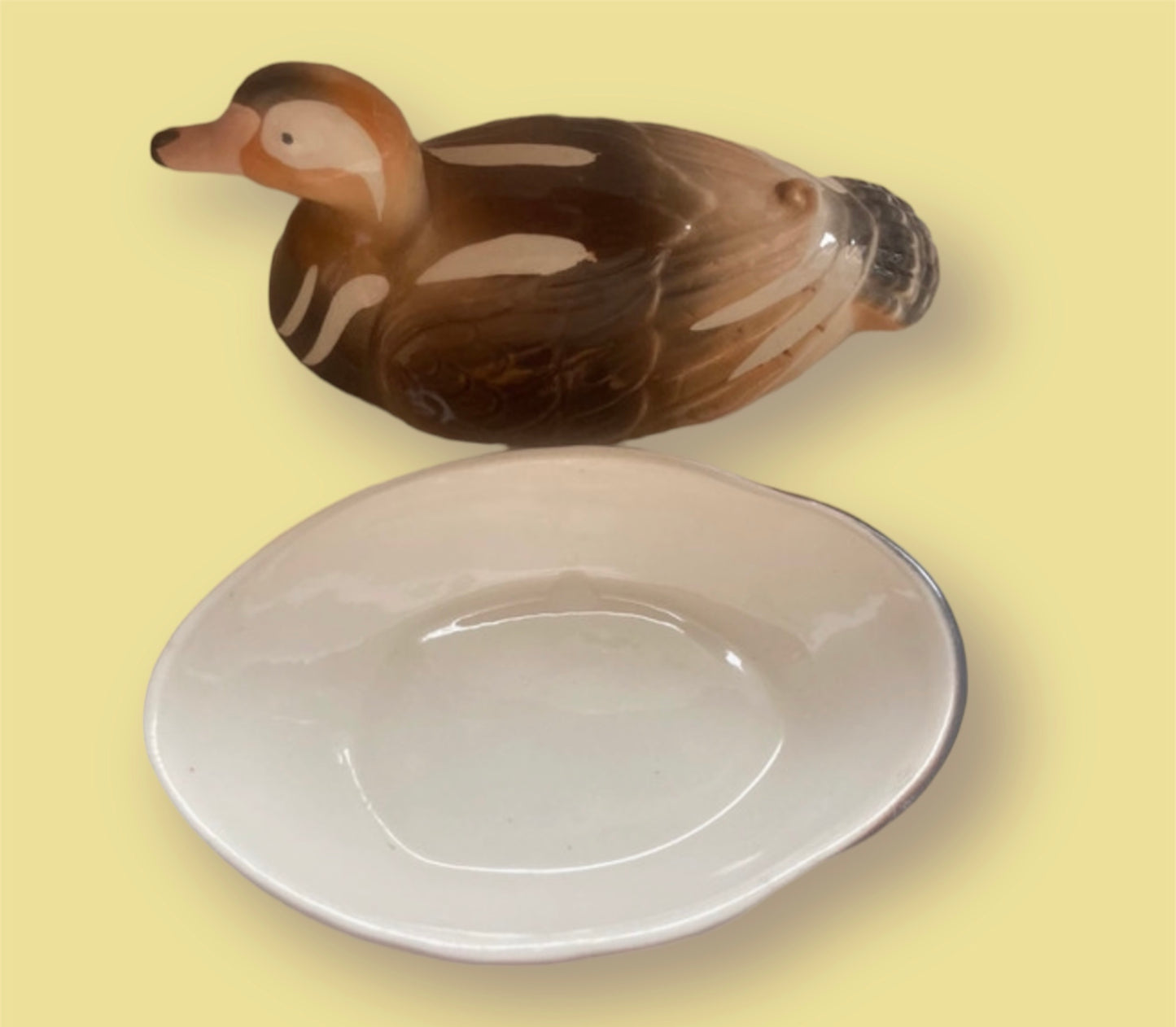 Michel Caugant midcentury handpainted duck terrine