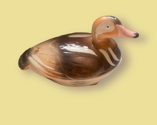 Michel Caugant midcentury handpainted duck terrine