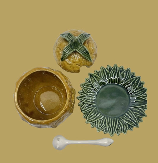 Antique majolica 🍍 pineapple terrine 4 pcs