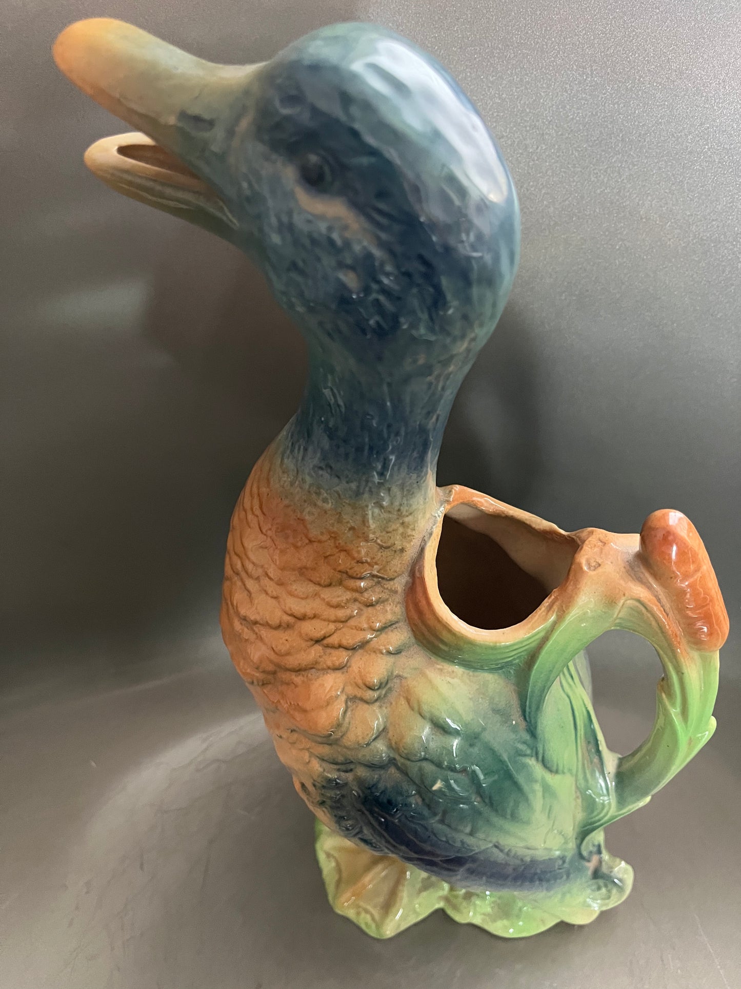 Saint Clement France antique majolica duck pitcher 542-2