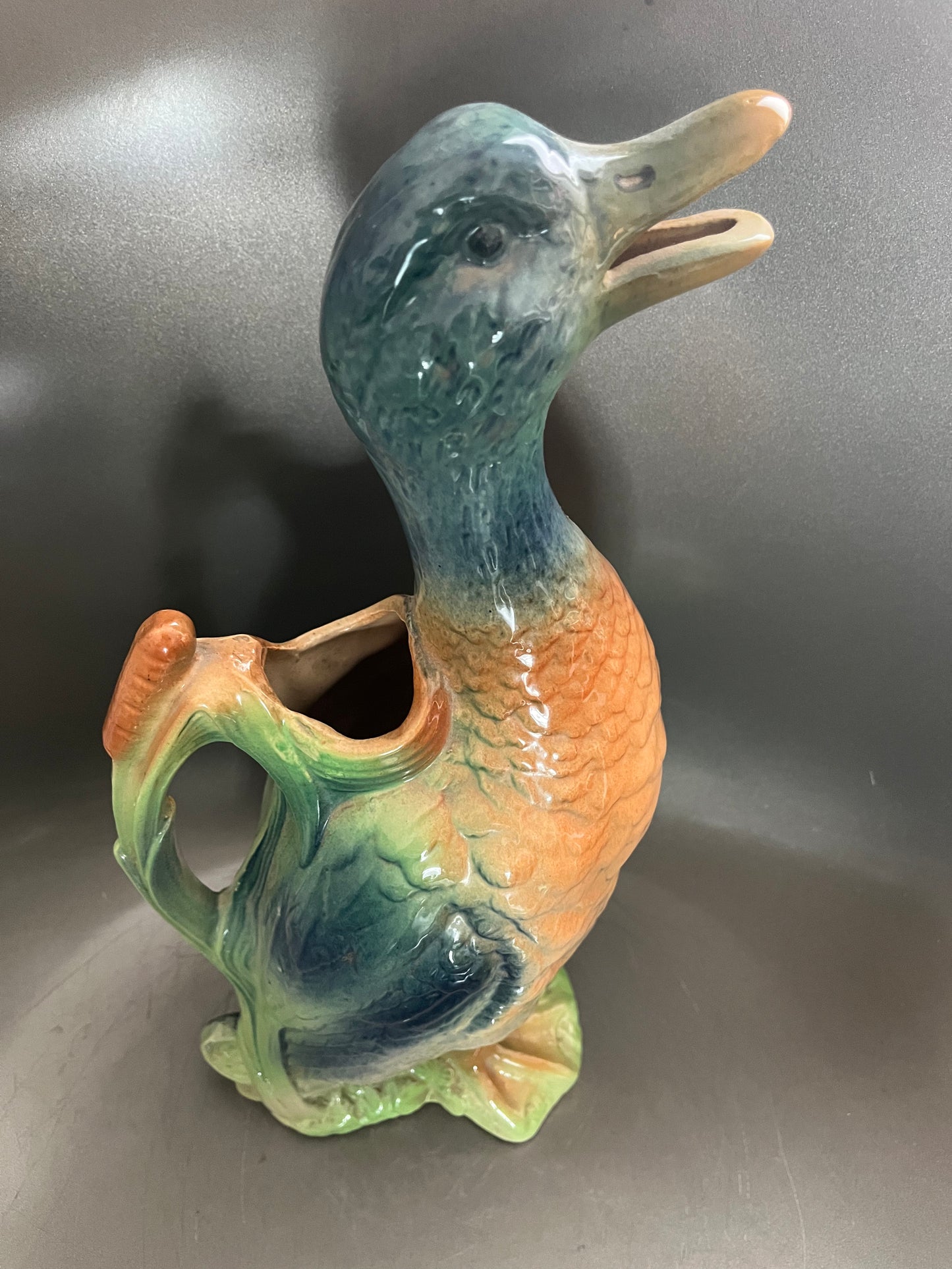 Saint Clement France antique majolica duck pitcher 542-2