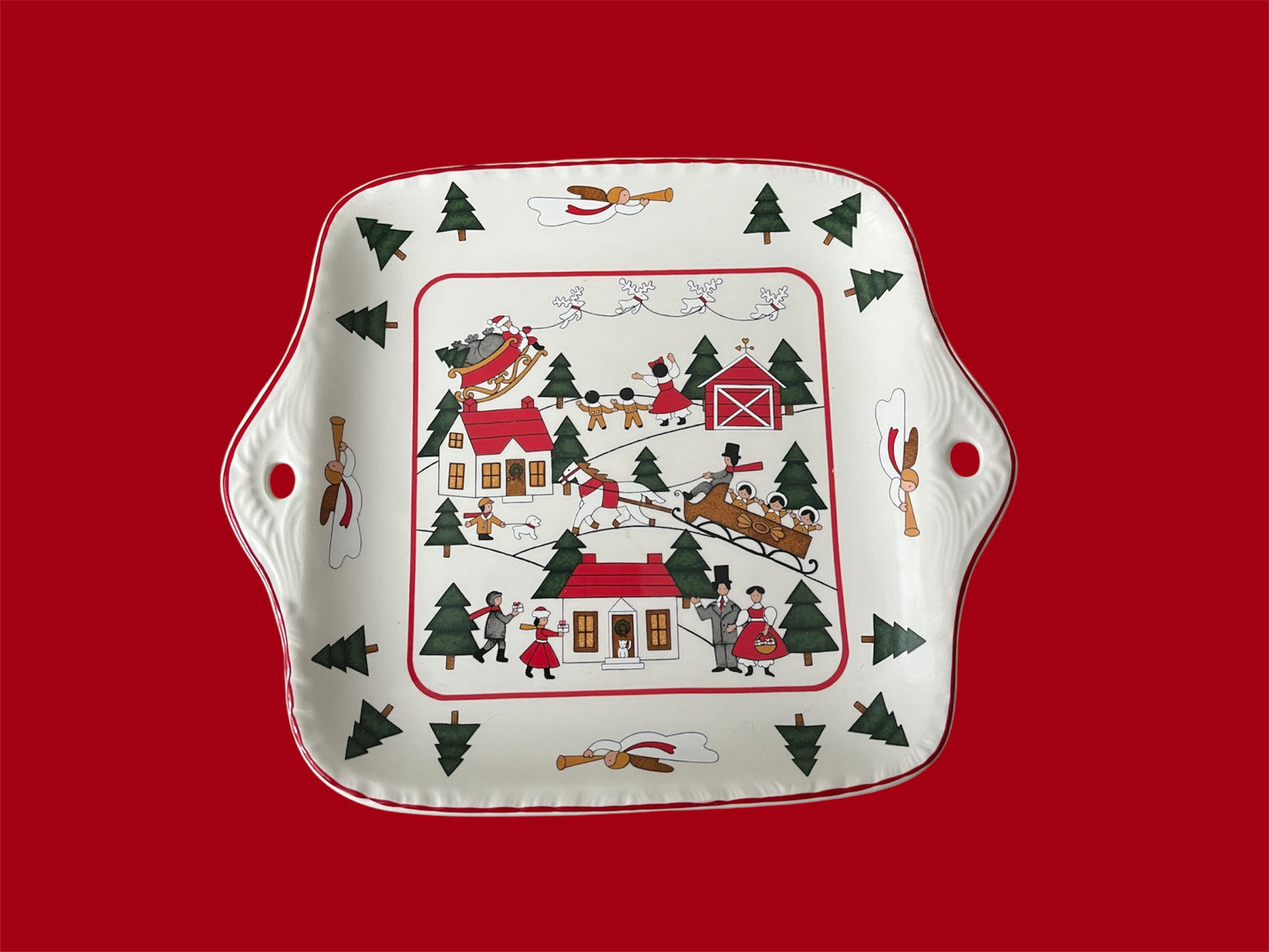 Mason’s Christmas Village made in England square cake serving dish