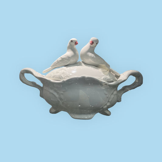 Antique fooded tureen with birds