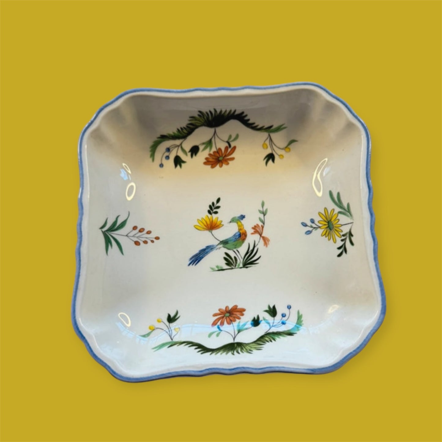 Gien Oiseaux de Paradis 15 x 15 square bowl