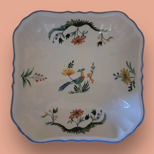 Square dish 14,5 cm Gien Oiseaux de Paradis