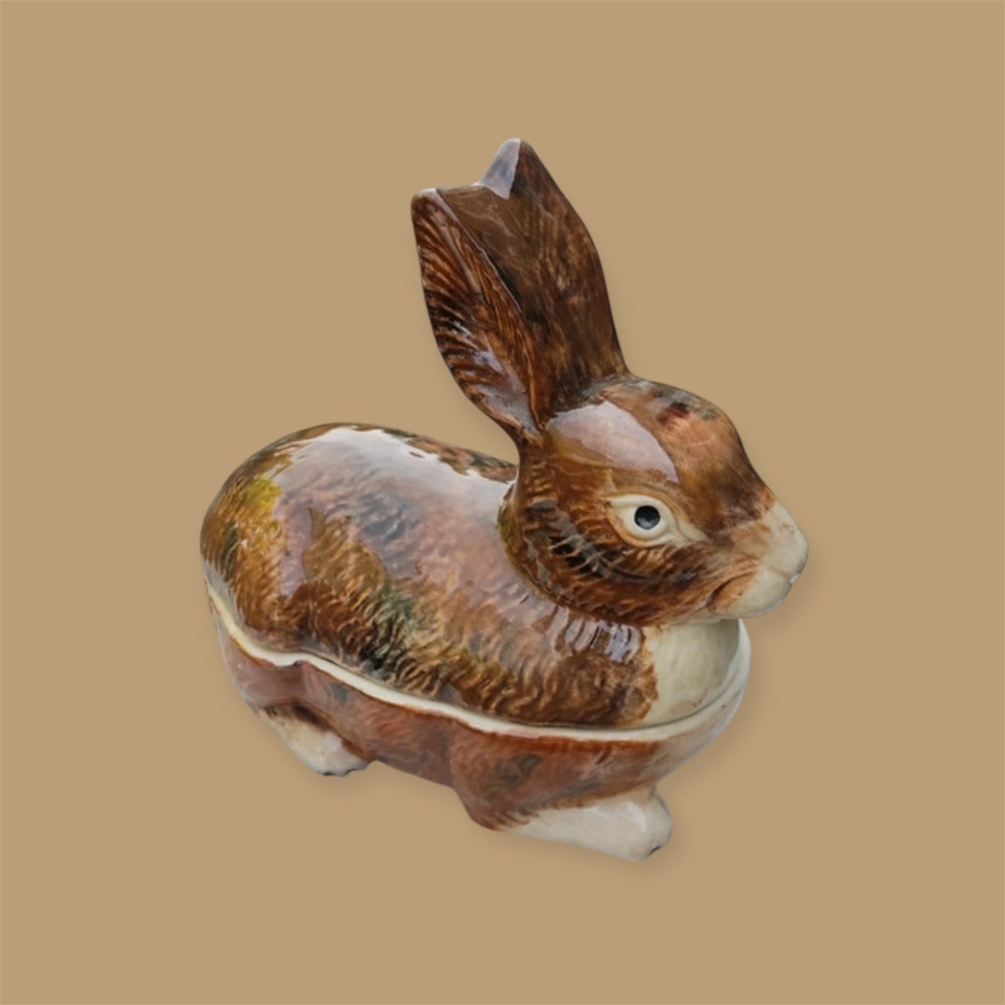 vintage barbotine rabbit tureen Michel Caugant