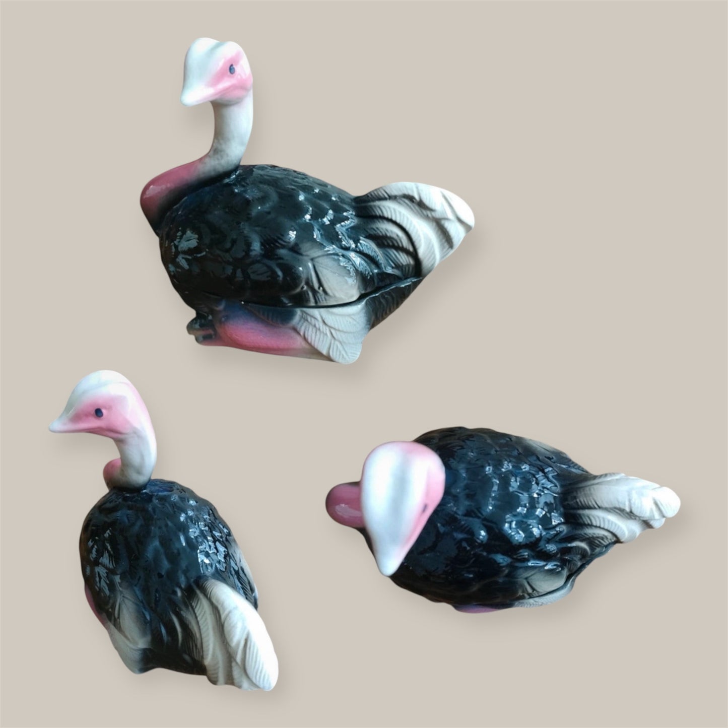 Michel Caugant vintage terrine Ostrich Camel-bird