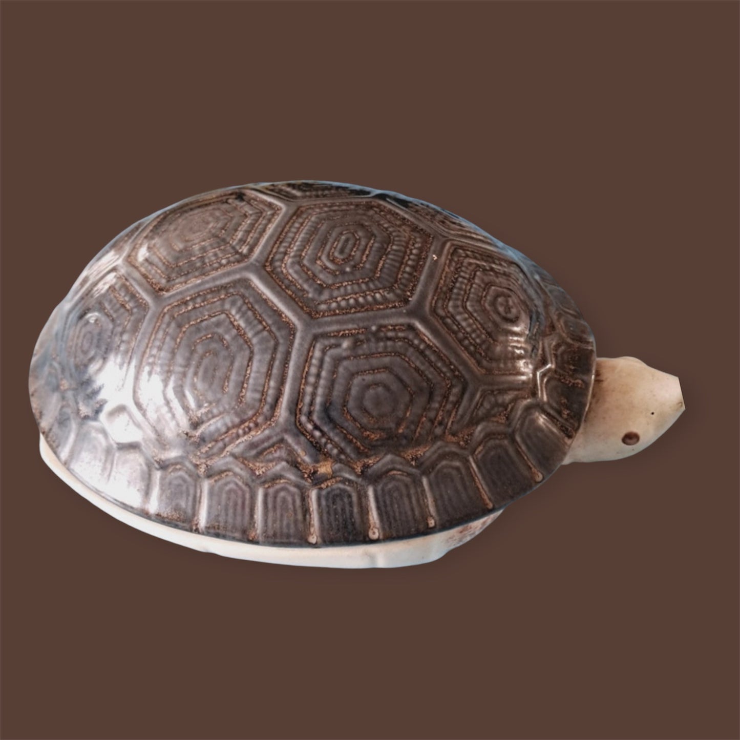 Vintage french faience turtle tureen by M. Caugant